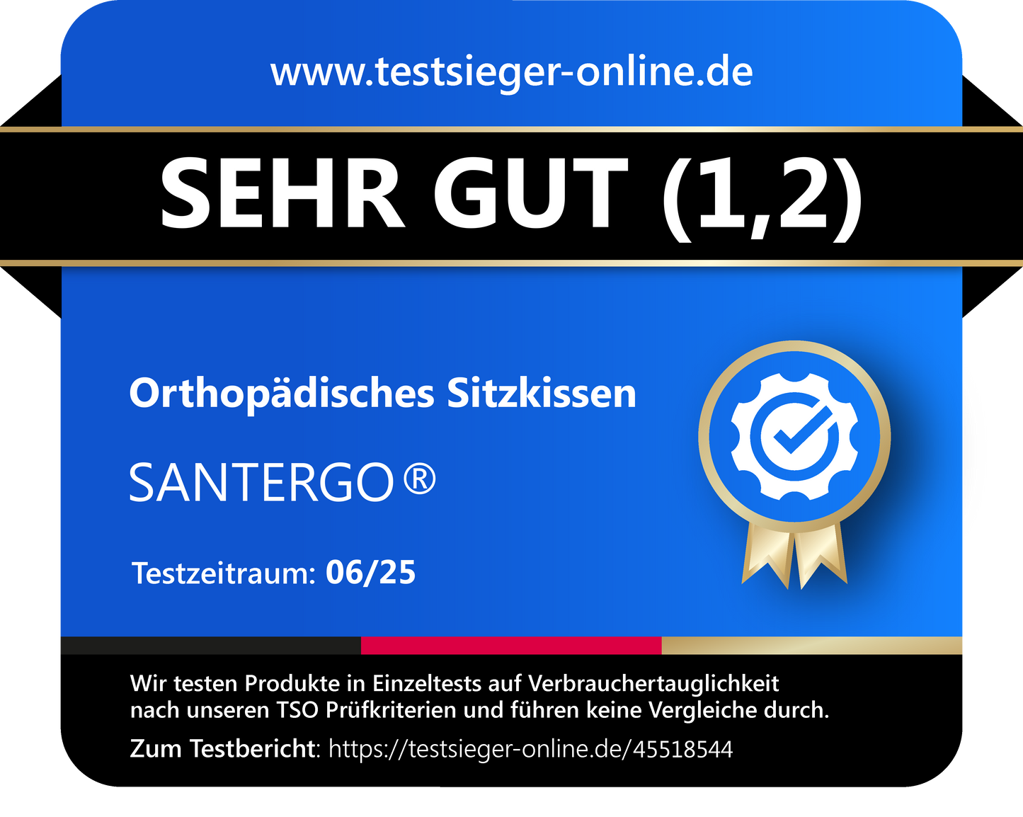 Orthopädisches Sitzkissen - PATENTIERT & FORMSTABIL | SANTERGO