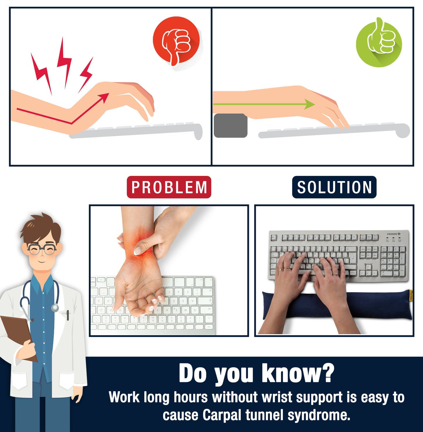 Ergonomische Handgelenkauflage Tastatur (1.0-CLASSIC) - Ökologisch und Bio | SANTERGO